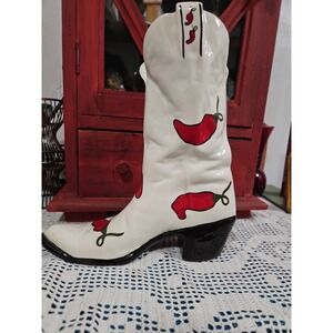 Storyteller Arts Hand Painted Chilly Pepper  Cowboy Southwest Vase  Collectible